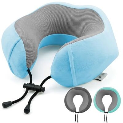 LUGG Travel Memory Foam Neck Pillow with Buckle – Ergonomic Neck Support, Portable & Lightweight, Ideal for Flights and Road Trips (Aqua) – 28 x 28 x 4cm LUGG Travel Memory Foam Neck Pillow with Buckle – Ergonomic Neck Support, Portable & Lightweight, Ideal for Flights and Road Trips (Aqua) – 28 x 28 x 4cm