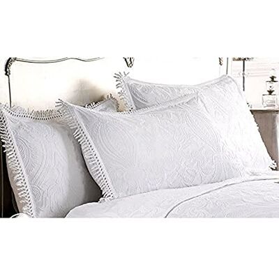 Emma Barclay Mafalda Cotton Rich Jacquard Pillow Sham in White PilloWidth Sham Emma Barclay Mafalda Cotton Rich Jacquard Pillow Sham in White PilloWidth Sham