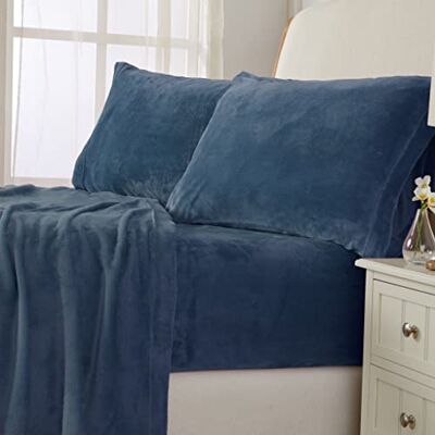 NY Loft Ultra Soft Micro Fleece Sheets Set Twin, Infinity Blue 3 Piece Set 100% Polyester Micro Fleece Deep Pocket Fitted Sheets Machine Washable NY Loft Ultra Soft Micro Fleece Sheets Set Twin, Infinity Blue 3 Piece Set 100% Polyester Micro Fleece Deep Pocket Fitted Sheets Machine Washable