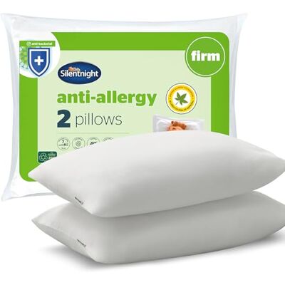 Silentnight Anti Allergy Pillow, Firm Support, Prevent Allergies, 2 Pack Soft Comfort, All Sleeping Positions, Allergy UK Approved Fibres, Machine Washable, Hypoallergenic, Pack of 2 Bed Pillows Silentnight Anti Allergy Pillow, Firm Support, Prevent Allergies, 2 Pack Soft Comfort, All Sleeping Positions, Allergy UK Approved Fibres, Machine Washable, Hypoallergenic, Pack of 2 Bed Pillows
