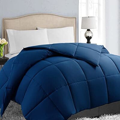 EASELAND All Season Queen Size Soft Quilted Down Alternative Comforter Reversible Duvet Insert with Corner Tabs,Winter Summer Warm Fluffy Hypoallergenic,Navy,88x88 inches EASELAND All Season Queen Size Soft Quilted Down Alternative Comforter Reversible Duvet Insert with Corner Tabs,Winter Summer Warm Fluffy Hypoallergenic,Navy,88x88 inches