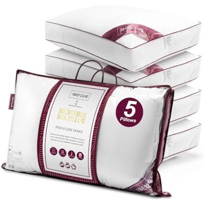 GC GAVENO CAVAILIA Microfiber Box Pillow 8cm Deep Soft & Supportive Bed Pillows 5 Pack Breathable Microfiber Filling, Comfortable Savile Sleeping Pillow for Home and Hotel Use (70x45 cm), White GC GAVENO CAVAILIA Microfiber Box Pillow 8cm Deep Soft & Supportive Bed Pillows 5 Pack Breathable Microfiber Filling, Comfortable Savile Sleeping Pillow for Home and Hotel Use (70x45 cm), White