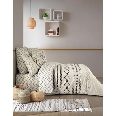 Nuit Des Rêves Elegant Ranforce Double Quilt Cover Set (200 x 200 cm), 100% Cotton, Cream & Black, 2 Pillowcases (80 x 80 cm), Machine Washable, Stylish & Comfortable Nuit Des Rêves Elegant Ranforce Double Quilt Cover Set (200 x 200 cm), 100% Cotton, Cream & Black, 2 Pillowcases (80 x 80 cm), Machine Washable, Stylish & Comfortable
