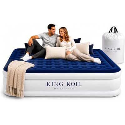 King Koil Luxury Pillow Top Plush Queen Air Mattress with Built-in High-Speed Pump Best for Home, Camping, Guests, Queen Size Double Airbed Adjustable Blow Up Mattress, Waterproof, 1-Year Warranty King Koil Luxury Pillow Top Plush Queen Air Mattress with Built-in High-Speed Pump Best for Home, Camping, Guests, Queen Size Double Airbed Adjustable Blow Up Mattress, Waterproof, 1-Year Warranty