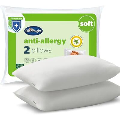 Silentnight Anti Allergy Pillow, Soft Support, Prevent Allergies, 2 Pack Soft Comfort, All Sleeping Positions, Allergy UK Approved Fibres, Machine Washable, Hypoallergenic, Pack of 2 Bed Pillows Silentnight Anti Allergy Pillow, Soft Support, Prevent Allergies, 2 Pack Soft Comfort, All Sleeping Positions, Allergy UK Approved Fibres, Machine Washable, Hypoallergenic, Pack of 2 Bed Pillows