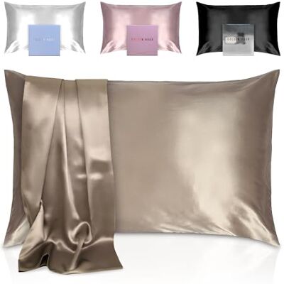 GOLDEN HOUR 100% Pure Mulberry Silk Pillowcase Highest Grade 6A 22 Momme Silk Both Sides Real Silk Pillowcase for Hair and Skin Acne Free Pure Silk Pillow Case Queen Size Luxury Gift Box (Beige Gold) GOLDEN HOUR 100% Pure Mulberry Silk Pillowcase Highest Grade 6A 22 Momme Silk Both Sides Real Silk Pillowcase for Hair and Skin Acne Free Pure Silk Pillow Case Queen Size Luxury Gift Box (Beige Gold)