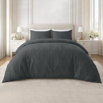 GC GAVENO CAVAILIA Geometric Blocks Double Duvet Set Reversible Microfiber Bedding Double Bed Set Pillow Cases Hypoallergenic, Lightweight Quilt Cover Set With Button Closure, Charcoal GC GAVENO CAVAILIA Geometric Blocks Double Duvet Set Reversible Microfiber Bedding Double Bed Set Pillow Cases Hypoallergenic, Lightweight Quilt Cover Set With Button Closure, Charcoal