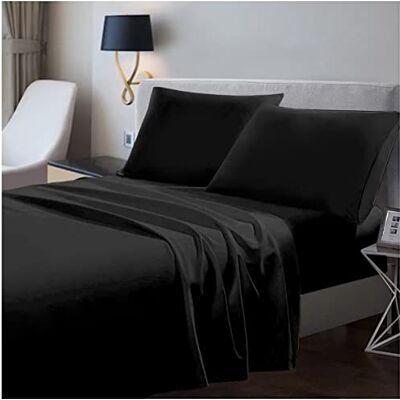 GC GAVENO CAVAILIA 100% Egyptian Cotton Flat Sheet King Size- 200 Thread Count Bed Covers- Anti Alllergy Bedding Sheets- Black GC GAVENO CAVAILIA 100% Egyptian Cotton Flat Sheet King Size- 200 Thread Count Bed Covers- Anti Alllergy Bedding Sheets- Black