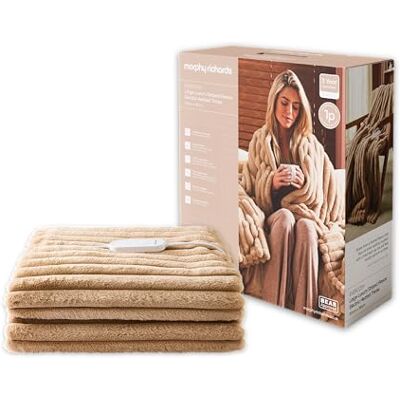 Morphy Richards EverCosy Luxury Striped Fleece Electric Heated Throw, 200x180cm, 9 Heat Settings, Detachable, Teddy/Flannel Fleece, Overheat Protection, Auto Shut Off, Machine Washable, Mocca, 610106 Morphy Richards EverCosy Luxury Striped Fleece Electric Heated Throw, 200x180cm, 9 Heat Settings, Detachable, Teddy/Flannel Fleece, Overheat Protection, Auto Shut Off, Machine Washable, Mocca, 610106