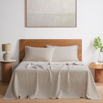 DAPU Pure Linen Sheets Set, 100% French Linen from Normandy, Breathable and Durable for Hot Sleepers, 4 Pcs Set 1 Flat Sheet, 1 Fitted Sheet, 2 Pillowcases (Natural Linen, Full) DAPU Pure Linen Sheets Set, 100% French Linen from Normandy, Breathable and Durable for Hot Sleepers, 4 Pcs Set 1 Flat Sheet, 1 Fitted Sheet, 2 Pillowcases (Natural Linen, Full)