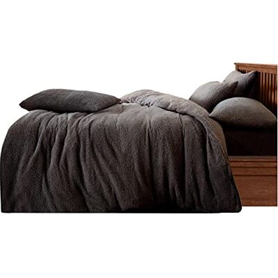 GC GAVENO CAVAILIA Teddy Duvet Set Super King Charcoal, Super Soft Fluffy Luxury Design, Cosy Warm Bedding, 3 Piece Cuddly Fleece Quilt Cover with Matching Pillowcases GC GAVENO CAVAILIA Teddy Duvet Set Super King Charcoal, Super Soft Fluffy Luxury Design, Cosy Warm Bedding, 3 Piece Cuddly Fleece Quilt Cover with Matching Pillowcases