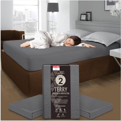 GC GAVENO CAVAILIA Terry Towel Mattress Protectors Pack of 2 Cot Bed Mattress Protector Fitted Sheet Waterproof Mattress Cover Breathable 30cm Deep Mattress Protector (70 x 140cm) Charcoal GC GAVENO CAVAILIA Terry Towel Mattress Protectors Pack of 2 Cot Bed Mattress Protector Fitted Sheet Waterproof Mattress Cover Breathable 30cm Deep Mattress Protector (70 x 140cm) Charcoal