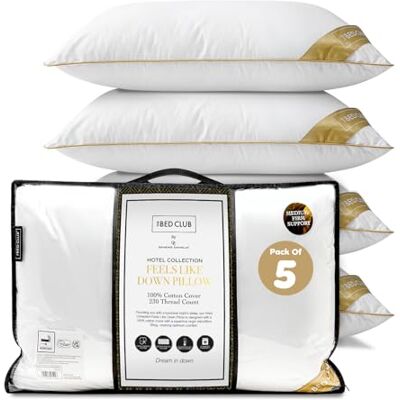 GC GAVENO CAVAILIA Medium Support Pillow 5Pack With 100% Cotton Cover Bounce-Back Neck Support Bed Pillows Standard Size Single Pillow Hotel Quality Pillows For Back Pain & Side Sleepers, 74x48cm GC GAVENO CAVAILIA Medium Support Pillow 5Pack With 100% Cotton Cover Bounce-Back Neck Support Bed Pillows Standard Size Single Pillow Hotel Quality Pillows For Back Pain & Side Sleepers, 74x48cm
