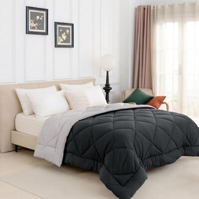 Good Nite 10.5 Tog King Coverless Duvet 230×220cm, Reversible Colour Block Quilt with Corner Tabs, Machine Washable All Season Bedding, Dark Grey & Light Grey Good Nite 10.5 Tog King Coverless Duvet 230×220cm, Reversible Colour Block Quilt with Corner Tabs, Machine Washable All Season Bedding, Dark Grey & Light Grey