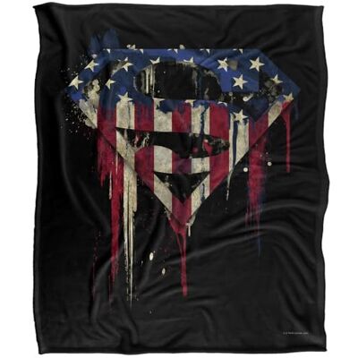 DC Comics Superman Bleeding Shield Silky Touch Super Soft Throw Blanket 152 X 127 cm, White DC Comics Superman Bleeding Shield Silky Touch Super Soft Throw Blanket 152 X 127 cm, White