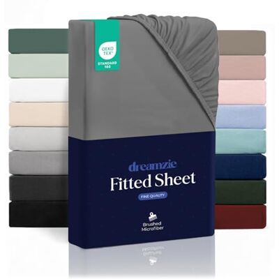 Dreamzie Fitted Sheet 140 x 200 cm (35 cm) Ultra Soft Microfibre Thick Mattress Oeko-Tex Comfort, Breathable, Easy Care Anthracite Dreamzie Fitted Sheet 140 x 200 cm (35 cm) Ultra Soft Microfibre Thick Mattress Oeko-Tex Comfort, Breathable, Easy Care Anthracite