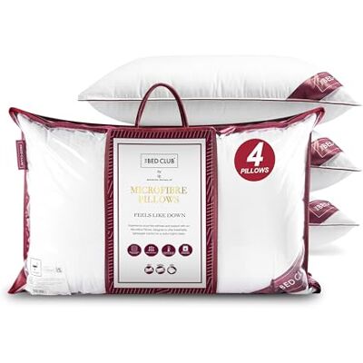 GC GAVENO CAVAILIA Savile Microfiber Pillows 4 Pack Soft Supportive Bed Pillow Luxury Microfiber Filling, Breathable & Comfortable Sleeping Pillows for Home and Hotel Pillow (74x48 cm), White GC GAVENO CAVAILIA Savile Microfiber Pillows 4 Pack Soft Supportive Bed Pillow Luxury Microfiber Filling, Breathable & Comfortable Sleeping Pillows for Home and Hotel Pillow (74x48 cm), White