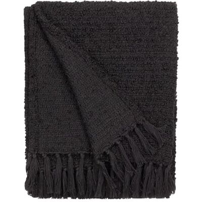 Yard Furn Candar Textured Boucle Throw – Soft Boucle Fringed Design (Black – 130x170cm) Yard Furn Candar Textured Boucle Throw – Soft Boucle Fringed Design (Black – 130x170cm)