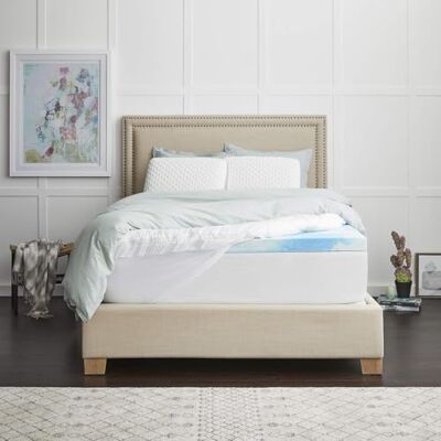 Sealy 4" Chill™ Gel + Comfort Memory Foam Mattress Topper with Pillowtop Washable Allergen Resistant Cover, Queen (F02-00161-QN0), White Sealy 4" Chill™ Gel + Comfort Memory Foam Mattress Topper with Pillowtop Washable Allergen Resistant Cover, Queen (F02-00161-QN0), White