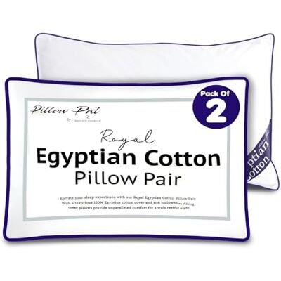 GC GAVENO CAVAILIA Premium Egyptian Cotton Pillow Pair Breathable Bed Pillows 2 Pack Hotel Quality Super Soft Pillow For Neck & Shoulder Support Standard Size Firm Pillows (48x74 Cm) Navy GC GAVENO CAVAILIA Premium Egyptian Cotton Pillow Pair Breathable Bed Pillows 2 Pack Hotel Quality Super Soft Pillow For Neck & Shoulder Support Standard Size Firm Pillows (48x74 Cm) Navy