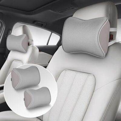 Aukee au-kee Memory Foam Car Neck Pillow Soft Leather Car Headrest for Driving Home Office Gray (Pack of 2) Aukee au-kee Memory Foam Car Neck Pillow Soft Leather Car Headrest for Driving Home Office Gray (Pack of 2)