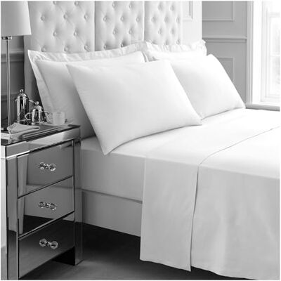 GC GAVENO CAVAILIA 4Pieces Hotel Quality Sheet Set Double 100% Polyester Bedding Includes Fitted Sheet, Flat Sheet & Pillowcases Wrinkle & Fade Resistant, Everyday Home Use White GC GAVENO CAVAILIA 4Pieces Hotel Quality Sheet Set Double 100% Polyester Bedding Includes Fitted Sheet, Flat Sheet & Pillowcases Wrinkle & Fade Resistant, Everyday Home Use White