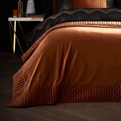 J Rosenthal & Son Laurence Llewelyn-Bowen Siena Velvet Bedspread, Spice, 100% Recycled Polyester, 150 x 220 cm, Quilted Border, Plain Style J Rosenthal & Son Laurence Llewelyn-Bowen Siena Velvet Bedspread, Spice, 100% Recycled Polyester, 150 x 220 cm, Quilted Border, Plain Style