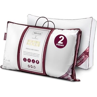 GC GAVENO CAVAILIA Microfiber Box Pillow 8cm Deep Soft & Supportive Bed Pillows 2 Pack Breathable Microfiber Filling, Comfortable Savile Sleeping Pillow for Home and Hotel Use (70x45 cm), White GC GAVENO CAVAILIA Microfiber Box Pillow 8cm Deep Soft & Supportive Bed Pillows 2 Pack Breathable Microfiber Filling, Comfortable Savile Sleeping Pillow for Home and Hotel Use (70x45 cm), White