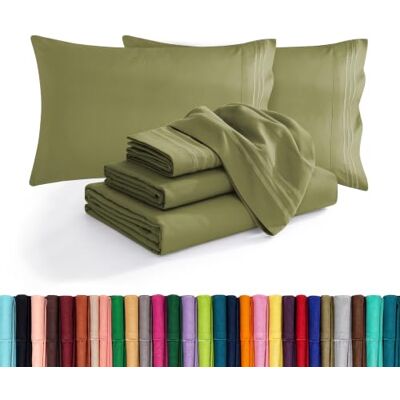 Elegant Comfort Luxury Soft 1500 Premium Hotel Quality Microfiber Wrinkle and Fade Resistant Cozy 6-Piece Bedding Set, Easy All Around Elastic Fitted Sheet, Deep Pocket, Queen, Sage/Green Elegant Comfort Luxury Soft 1500 Premium Hotel Quality Microfiber Wrinkle and Fade Resistant Cozy 6-Piece Bedding Set, Easy All Around Elastic Fitted Sheet, Deep Pocket, Queen, Sage/Green