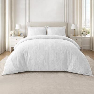 GC GAVENO CAVAILIA Geometric Blocks Double Duvet Set Reversible Microfiber Bedding Double Bed Set Pillow Cases Hypoallergenic, Lightweight Quilt Cover Set With Button Closure, White GC GAVENO CAVAILIA Geometric Blocks Double Duvet Set Reversible Microfiber Bedding Double Bed Set Pillow Cases Hypoallergenic, Lightweight Quilt Cover Set With Button Closure, White