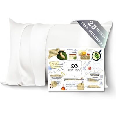 PROMEED 23 Momme White Silk Pillowcase for Hair and Skin, 3rd Gen Grade 6A+ Silk Pillow Cases Standard Size with Free Laundry Bag, Bedroom Must Haves Cooling Pillow Case PROMEED 23 Momme White Silk Pillowcase for Hair and Skin, 3rd Gen Grade 6A+ Silk Pillow Cases Standard Size with Free Laundry Bag, Bedroom Must Haves Cooling Pillow Case