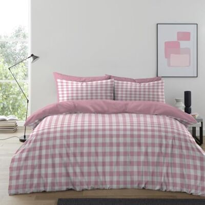 GC GAVENO CAVAILIA Gingham Check Double Duvet Set Microfiber Tartan Check Bedding Double Bed Set With Pillow Cases Hypoallergenic & Machine Washable Reversible Quilt Covers Bed Set, Blush Pink GC GAVENO CAVAILIA Gingham Check Double Duvet Set Microfiber Tartan Check Bedding Double Bed Set With Pillow Cases Hypoallergenic & Machine Washable Reversible Quilt Covers Bed Set, Blush Pink