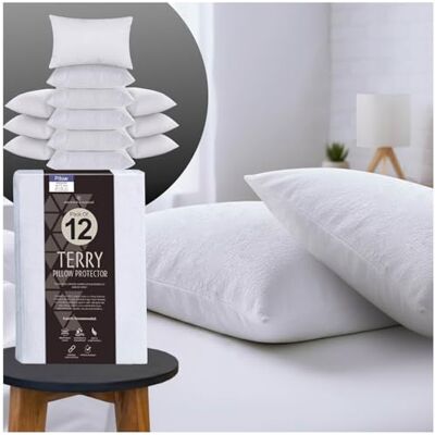 GC GAVENO CAVAILIA Terry Towel Pillow Protector Pack of 6 Breathable & Soft Towelling Waterproof Pillow Protectors Anti Allergy Pillow Cover White GC GAVENO CAVAILIA Terry Towel Pillow Protector Pack of 6 Breathable & Soft Towelling Waterproof Pillow Protectors Anti Allergy Pillow Cover White