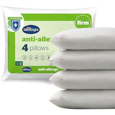 Silentnight Anti Allergy Firm Pillows 4 Pack – Firm Support Pillows with Fibre Core Ideal for Side Sleepers and Neck and Shoulder Pain Relief – Hypoallergenic – Pack of 4, White Silentnight Anti Allergy Firm Pillows 4 Pack – Firm Support Pillows with Fibre Core Ideal for Side Sleepers and Neck and Shoulder Pain Relief – Hypoallergenic – Pack of 4, White