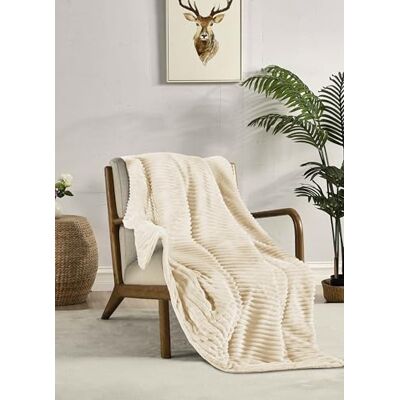 Miracle Home . Fleece Blanket Reversible Microfiber Veleta Flannel and Sherpa 240GSM-180GSM, 120GSM Filling, Soft, Warm and Lightweight, Machine Washable, 130 X 160, Ecru Miracle Home . Fleece Blanket Reversible Microfiber Veleta Flannel and Sherpa 240GSM-180GSM, 120GSM Filling, Soft, Warm and Lightweight, Machine Washable, 130 X 160, Ecru