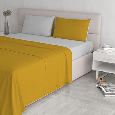Italian Bed Linen “ Natural Color” Bed Linen Set, Mustard/Light Gray, Double Italian Bed Linen “ Natural Color” Bed Linen Set, Mustard/Light Gray, Double