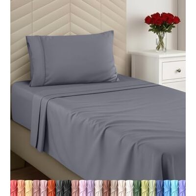 Utopia Bedding Twin Sheets Set Brushed Microfiber Soft Bed Sheets for Twin Size Bed Set Luxury Bedding Sheets with Fitted Sheet, Flat Sheet & 1 Pillow Case Deep Pocket (Grey) Utopia Bedding Twin Sheets Set Brushed Microfiber Soft Bed Sheets for Twin Size Bed Set Luxury Bedding Sheets with Fitted Sheet, Flat Sheet & 1 Pillow Case Deep Pocket (Grey)