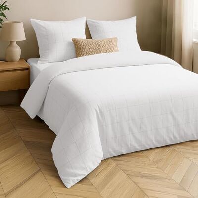 Douceur d'Intérieur , Fitted Sheet (140 x 190 cm) Linella White, 100% Washed Cotton Douceur d'Intérieur , Fitted Sheet (140 x 190 cm) Linella White, 100% Washed Cotton