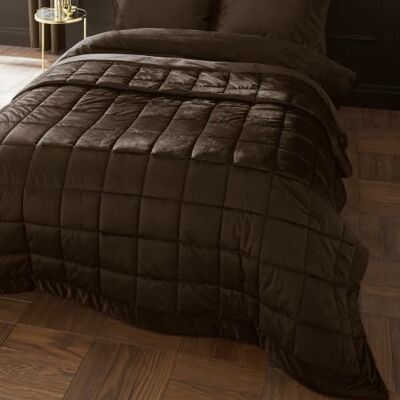Catherine Lansfield Kingsley Matt Velvet Quilted 220x220cm Bedspread Chocolate Catherine Lansfield Kingsley Matt Velvet Quilted 220x220cm Bedspread Chocolate