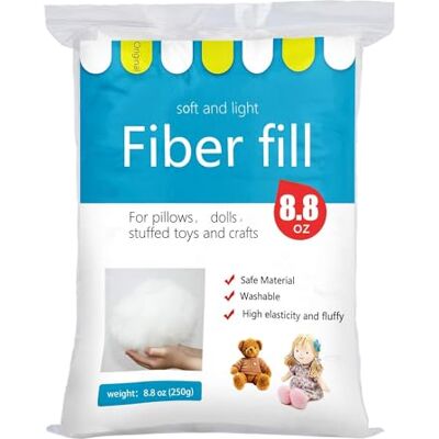 BUTUZE Polyester Fiber, Premium Fiber Fill, High Resilience Fill Fiber, Stuffing for Small Dolls Part Pillow Comforter DIY, 250g/8.8oz, Recyclable BUTUZE Polyester Fiber, Premium Fiber Fill, High Resilience Fill Fiber, Stuffing for Small Dolls Part Pillow Comforter DIY, 250g/8.8oz, Recyclable