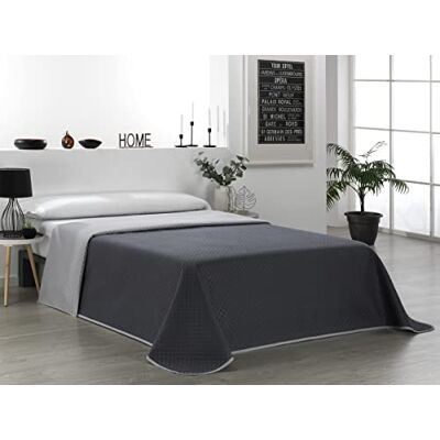 Martina Home Reversible Quilted Bedspread 100% Polyester Charcoal Grey Bed Size 150 Martina Home Reversible Quilted Bedspread 100% Polyester Charcoal Grey Bed Size 150