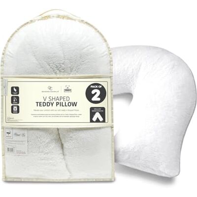 GC GAVENO CAVAILIA Teddy Fleece V Shaped Pillow with Removable Cover Hollowfibre Filled Orthopedic Cushion Neck and Back Support Pillows Comfortable Pregnancy and Side Sleeper Pillow, 2 Pack GC GAVENO CAVAILIA Teddy Fleece V Shaped Pillow with Removable Cover Hollowfibre Filled Orthopedic Cushion Neck and Back Support Pillows Comfortable Pregnancy and Side Sleeper Pillow, 2 Pack