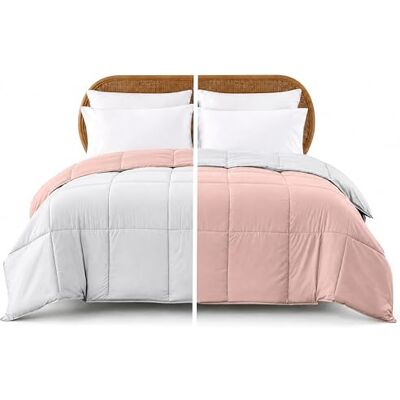 Modern Threads Down Alternative Microfiber Quilted Reversible Comforter/Duvet Insert Ultra Soft Bedding-Medium Warmth for All Seasons, Twin, Blush/White Modern Threads Down Alternative Microfiber Quilted Reversible Comforter/Duvet Insert Ultra Soft Bedding-Medium Warmth for All Seasons, Twin, Blush/White
