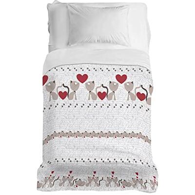PENSIERI DELICATI Bedspread 170 x 280 cm, Single Sheet 100% Cotton Pique, Ideal as a Furniture Cover, 1 Square Bed Blanket, Beige Kittens, 100% Made in Italy PENSIERI DELICATI Bedspread 170 x 280 cm, Single Sheet 100% Cotton Pique, Ideal as a Furniture Cover, 1 Square Bed Blanket, Beige Kittens, 100% Made in Italy