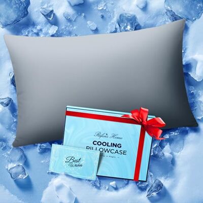 Rifens Ice Cooling Pillow Cases for Hot Sleepers, Stay Cool All Night, Smoother Than Silk Pillowcase, Luxurious Covers w/Hidden Zipper for Hair Skin, Birthday Gifts for Men Women Mom (Light Gray, Standard) Rifens Ice Cooling Pillow Cases for Hot Sleepers, Stay Cool All Night, Smoother Than Silk Pillowcase, Luxurious Covers w/Hidden Zipper for Hair Skin, Birthday Gifts for Men Women Mom (Light Gray, Standard)