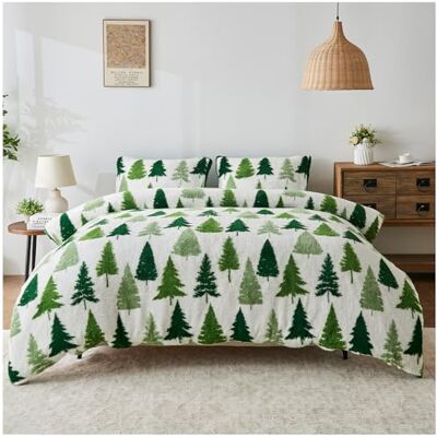 GC GAVENO CAVAILIA Xmas Duvet Bedding Sets King Size Christmas Tree Duvet Cover Set with Pillowcases Breathable Xmas Quilt Cover Comfortable Bedding Bed Cover (230x220 cm), Green GC GAVENO CAVAILIA Xmas Duvet Bedding Sets King Size Christmas Tree Duvet Cover Set with Pillowcases Breathable Xmas Quilt Cover Comfortable Bedding Bed Cover (230x220 cm), Green