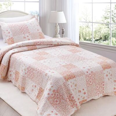KASENTEX Twin Quilt Set Lightweight Bedspread Coverlet(Pink Floral Patchwork, 86x68) KASENTEX Twin Quilt Set Lightweight Bedspread Coverlet(Pink Floral Patchwork, 86x68)
