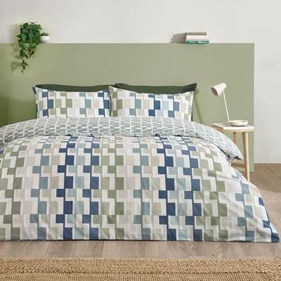 Catherine Lansfield Bryson Geo Reversible Single Duvet Cover Set with Pillowcase Blue Catherine Lansfield Bryson Geo Reversible Single Duvet Cover Set with Pillowcase Blue