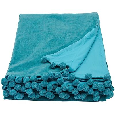 Ragged Rose 140 cm x 180 cm Throw Blanket Pom Pom Throw Made of Cotton Velvet with Pompom Trims on Sides Versatile Cotton Velvet Blanket for Sofa & Bed Ragged Rose 140 cm x 180 cm Throw Blanket Pom Pom Throw Made of Cotton Velvet with Pompom Trims on Sides Versatile Cotton Velvet Blanket for Sofa & Bed