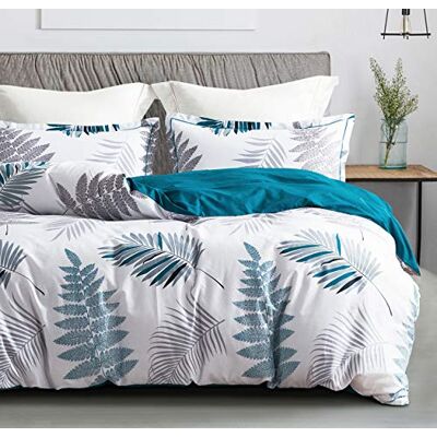 SLEEPBELLA Comforter Queen Size, 600 Thread Count Cotton Blue Floral with Khaki & Grey Leaves Pattern White Reversible Comforter Set,Down Alternative Bedding Set 3Pcs(Queen, Blue Botanical) SLEEPBELLA Comforter Queen Size, 600 Thread Count Cotton Blue Floral with Khaki & Grey Leaves Pattern White Reversible Comforter Set,Down Alternative Bedding Set 3Pcs(Queen, Blue Botanical)